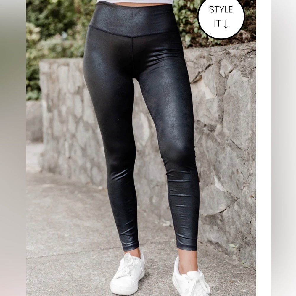 BE EXTRAORDINARY BLACK FAUX LEATHER LEGGINGS BLACK